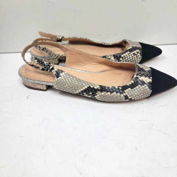 J Crew Snake Embossed Suede Captoe Slingback Flat Size 8.5 - Picture 3 of 7